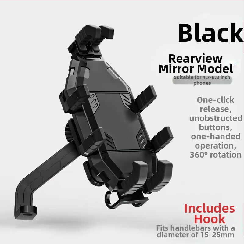 Držiak na telefón na motocykel a elektrické bicykle – proti otrasom, odolný, konštrukcia z nylonu a kovu, stabilná navigácia