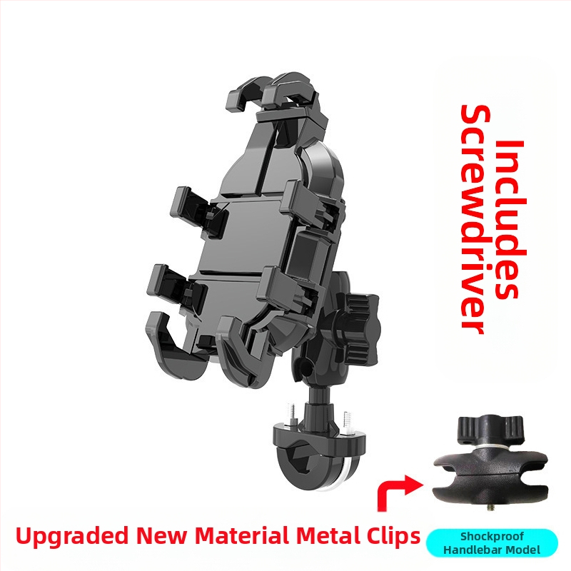 Držiak na telefón na motocykel a elektrické bicykle – proti otrasom, odolný, konštrukcia z nylonu a kovu, stabilná navigácia