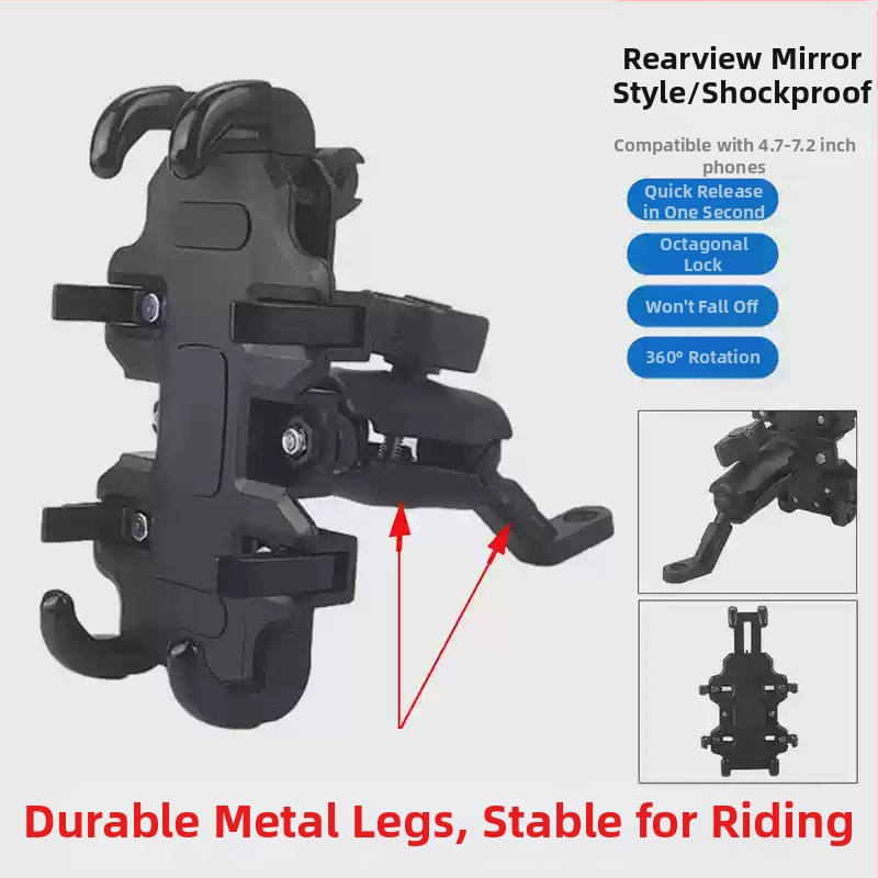 Držiak na telefón na motocykel a elektrické bicykle – proti otrasom, odolný, konštrukcia z nylonu a kovu, stabilná navigácia