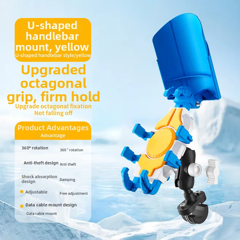 Držiak na telefón na motocykel a elektrické bicykle – proti otrasom, odolný, konštrukcia z nylonu a kovu, stabilná navigácia