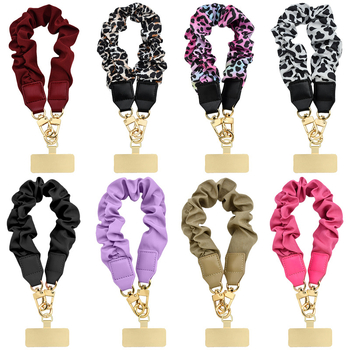 Дамски шнур за телефон с метална верига, диагонален кръстосващ дизайн, полиестерна корда, метална катарама, U‑образен привес