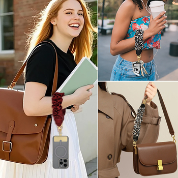 Дамски шнур за телефон с метална верига, диагонален кръстосващ дизайн, полиестерна корда, метална катарама, U‑образен привес