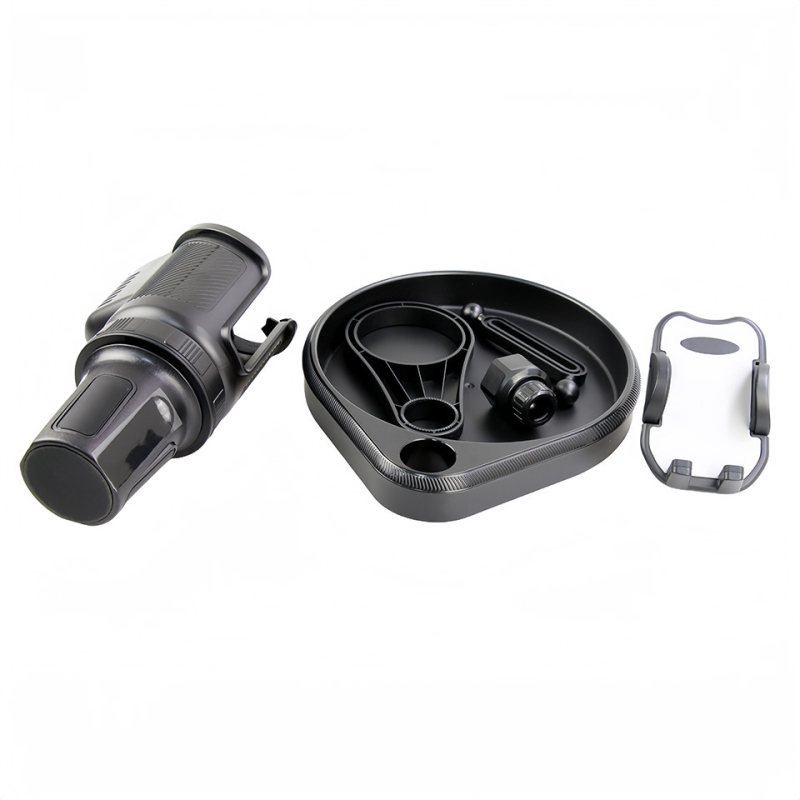 Automašīnas stends ar krūzes turētāju un tālruņa/navigācijas turētāju, rotējoša dzērienu plaukta — Modelis L014+Mxx; Materiāli: ABS/PC/silikons; Piemērots instrumentu panelim; Lietošana: krūzes turētājs un centrālā konsole