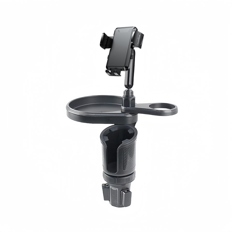 Automašīnas stends ar krūzes turētāju un tālruņa/navigācijas turētāju, rotējoša dzērienu plaukta — Modelis L014+Mxx; Materiāli: ABS/PC/silikons; Piemērots instrumentu panelim; Lietošana: krūzes turētājs un centrālā konsole