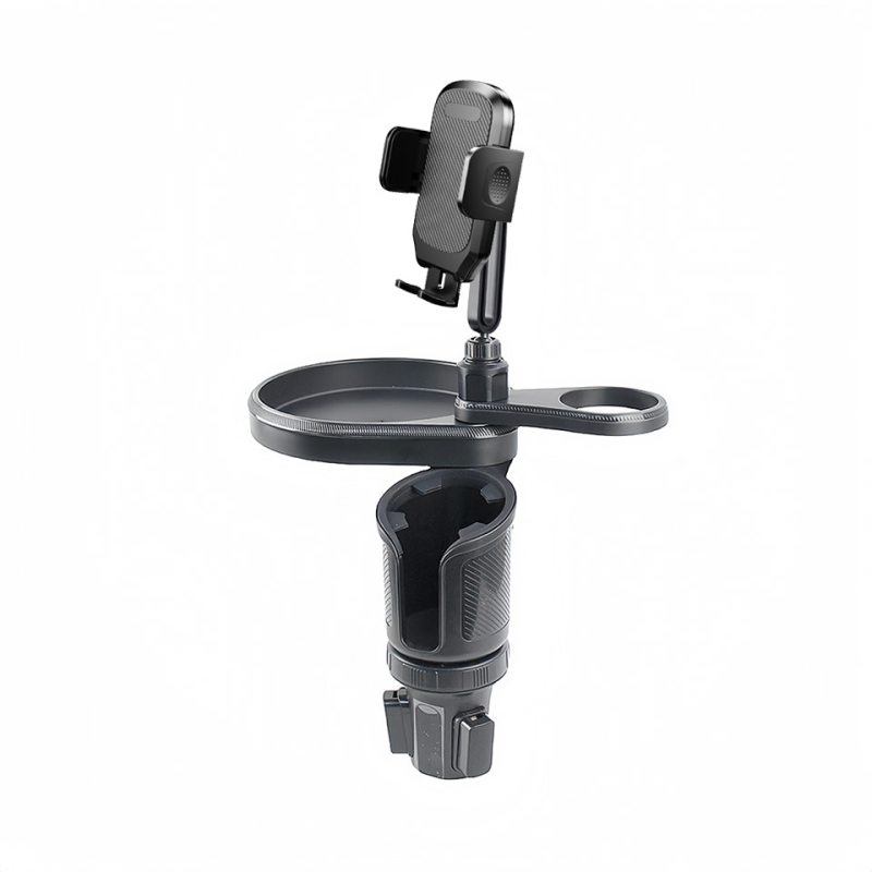 Automašīnas stends ar krūzes turētāju un tālruņa/navigācijas turētāju, rotējoša dzērienu plaukta — Modelis L014+Mxx; Materiāli: ABS/PC/silikons; Piemērots instrumentu panelim; Lietošana: krūzes turētājs un centrālā konsole