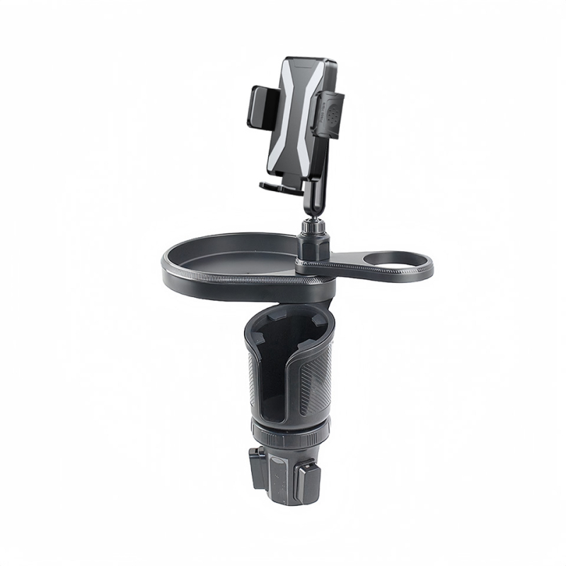 Automašīnas stends ar krūzes turētāju un tālruņa/navigācijas turētāju, rotējoša dzērienu plaukta — Modelis L014+Mxx; Materiāli: ABS/PC/silikons; Piemērots instrumentu panelim; Lietošana: krūzes turētājs un centrālā konsole