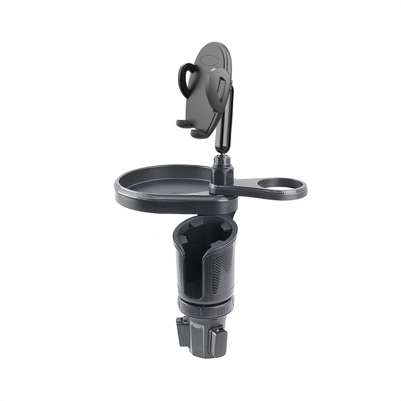 Automašīnas stends ar krūzes turētāju un tālruņa/navigācijas turētāju, rotējoša dzērienu plaukta — Modelis L014+Mxx; Materiāli: ABS/PC/silikons; Piemērots instrumentu panelim; Lietošana: krūzes turētājs un centrālā konsole