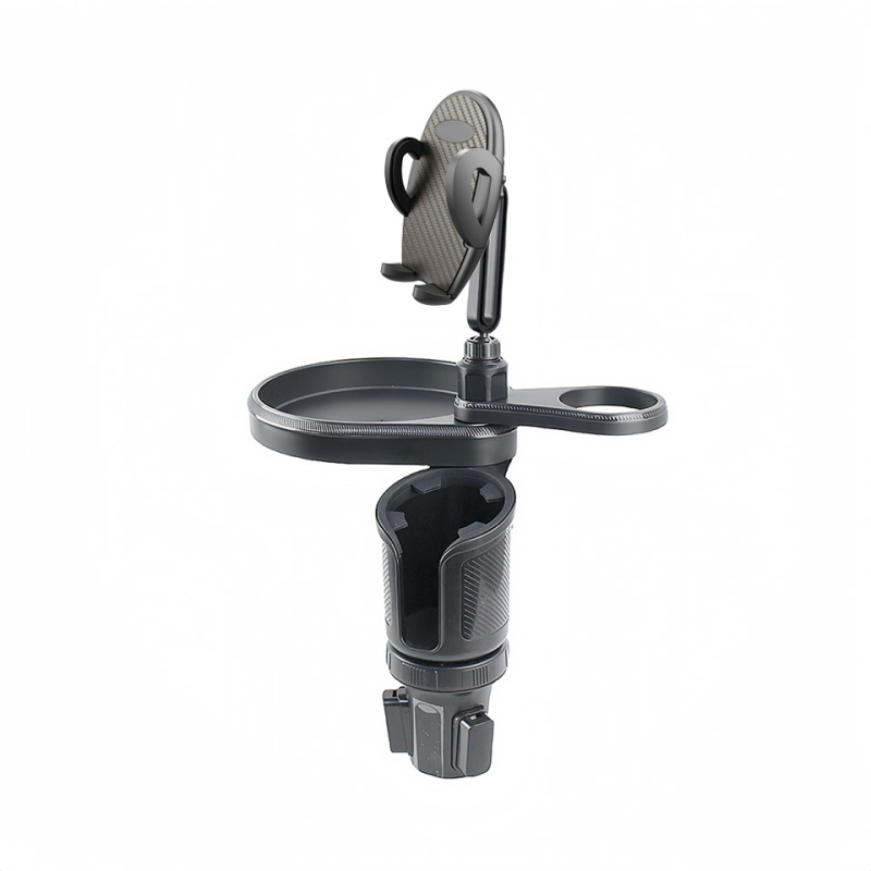 Automašīnas stends ar krūzes turētāju un tālruņa/navigācijas turētāju, rotējoša dzērienu plaukta — Modelis L014+Mxx; Materiāli: ABS/PC/silikons; Piemērots instrumentu panelim; Lietošana: krūzes turētājs un centrālā konsole