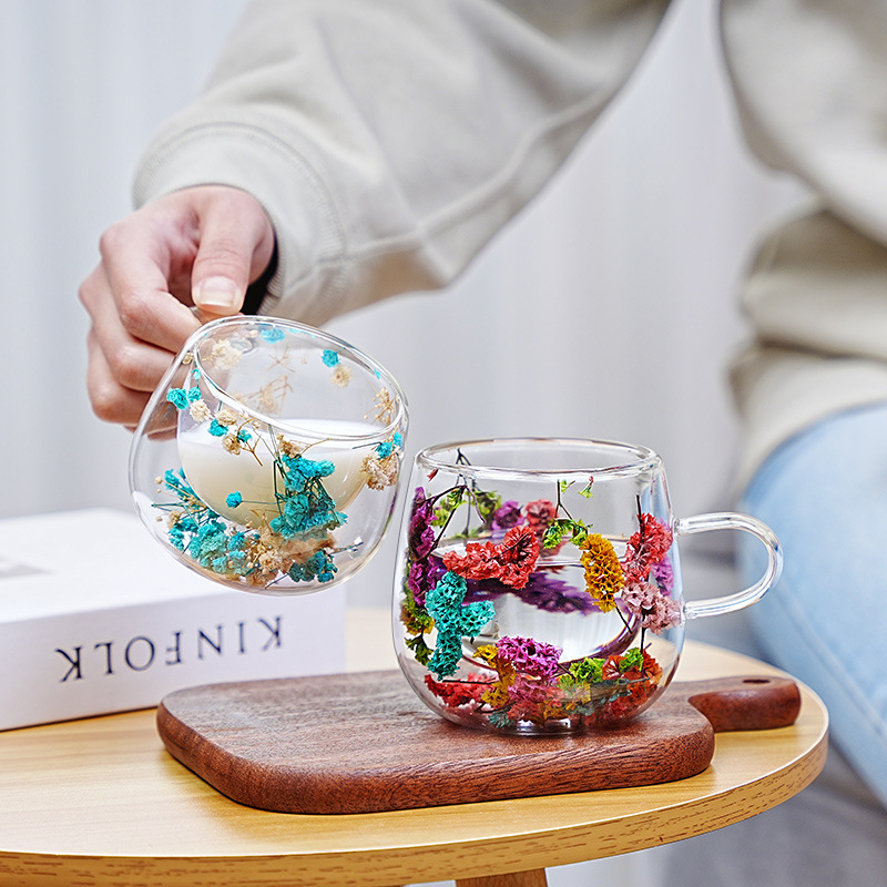 Кафе чаша с дръжка, двойна стена, високо боросиликатно стъкло, топлоустойчива