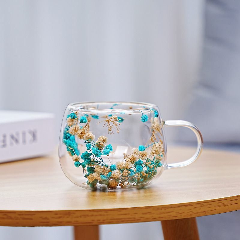 Кафе чаша с дръжка, двойна стена, високо боросиликатно стъкло, топлоустойчива