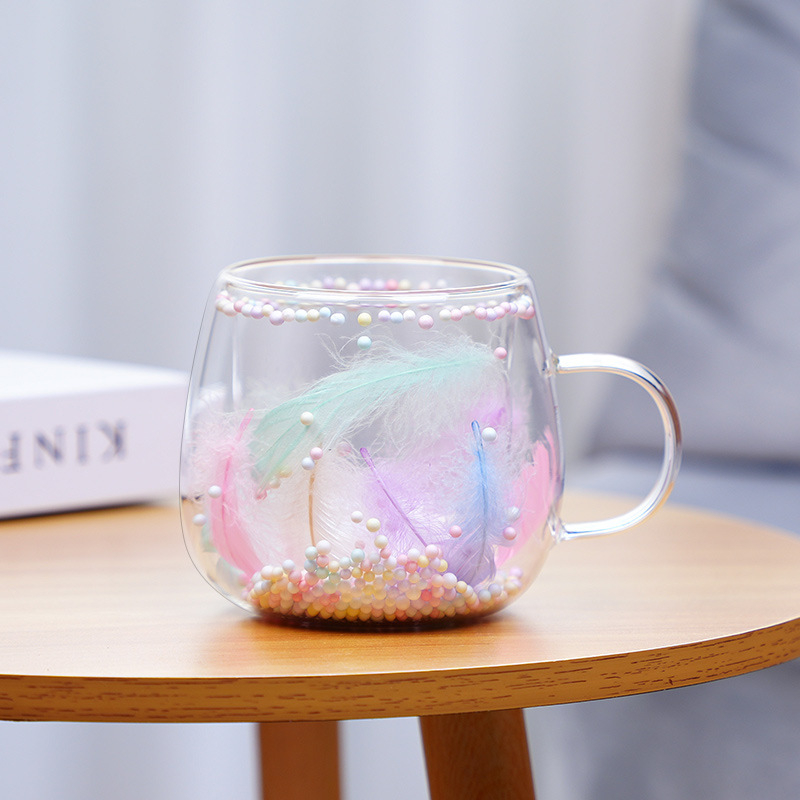 Кафе чаша с дръжка, двойна стена, високо боросиликатно стъкло, топлоустойчива