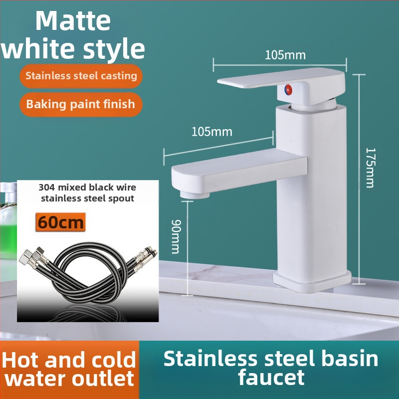 Kvadratna slavina za umivaonik, jedinstveni miješanje, nehrđajući čelik SF-02, keramički kartridž, 0–99°C