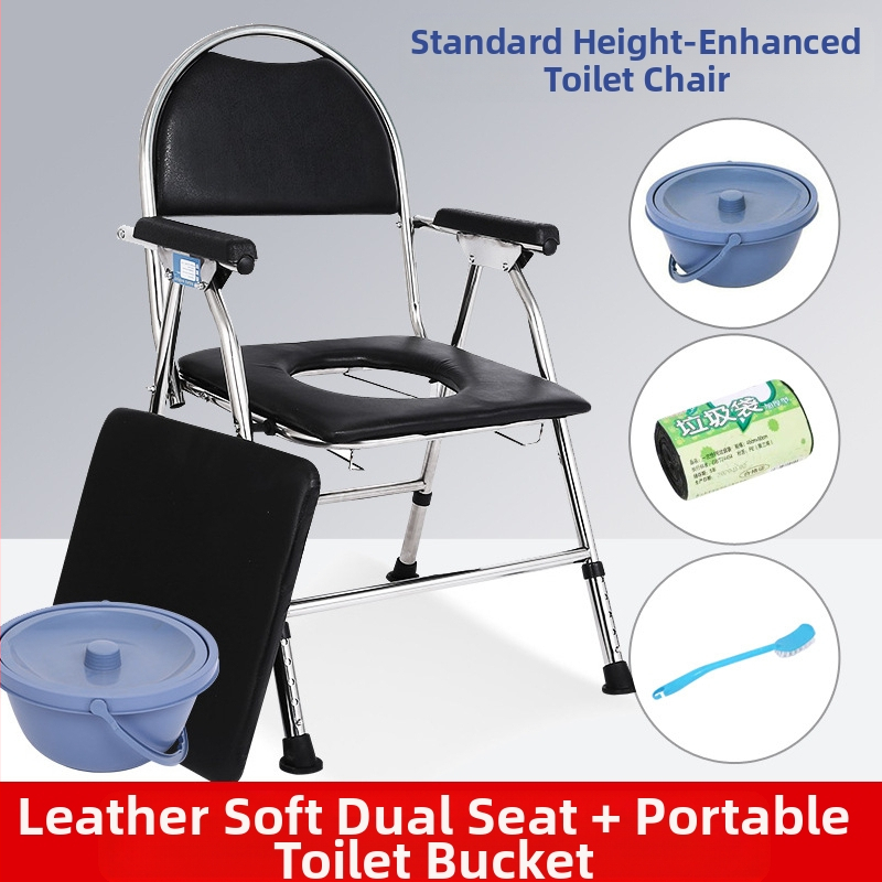 Stolička na toaletu pre seniorov, skladacia a mobilná, model G-0012, nerezová oceľ — Ji Hangfu