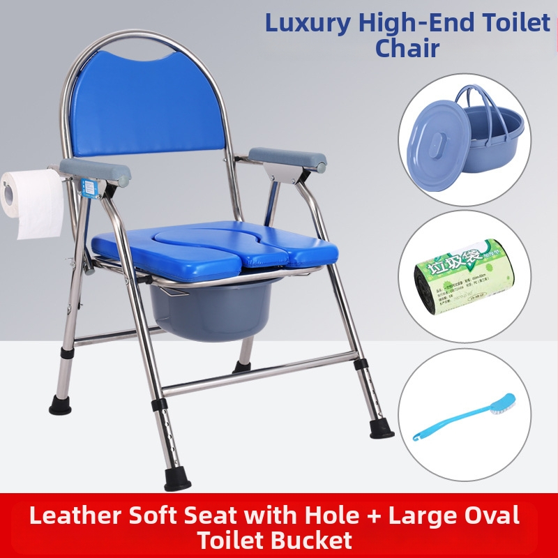 Stolička na toaletu pre seniorov, skladacia a mobilná, model G-0012, nerezová oceľ — Ji Hangfu