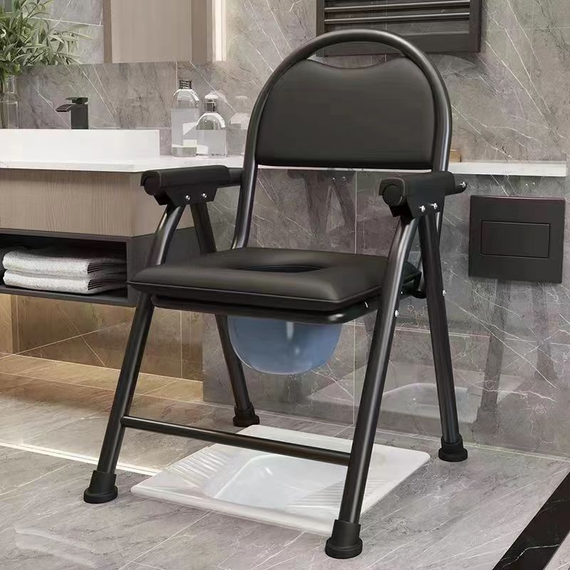Stolička na toaletu pre seniorov, skladacia a mobilná, model G-0012, nerezová oceľ — Ji Hangfu
