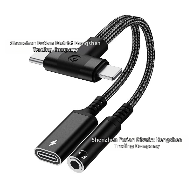 2-v-1 USB-C a Lightning audio NABÍJACÍ adaptér pre zariadenia Apple, Samsung a Google (model HS-118)
