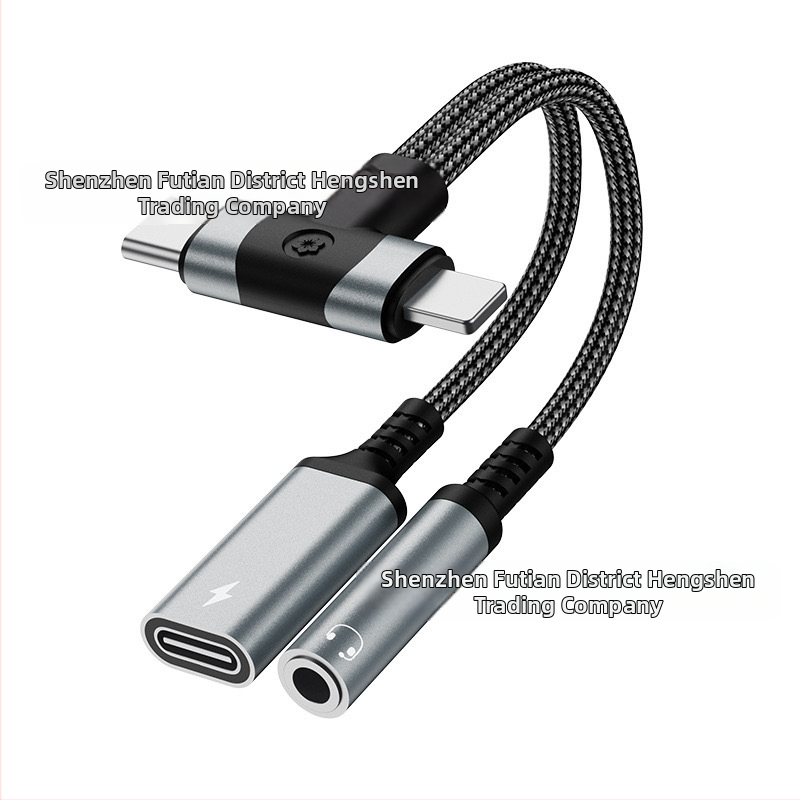 2-v-1 USB-C a Lightning audio NABÍJACÍ adaptér pre zariadenia Apple, Samsung a Google (model HS-118)