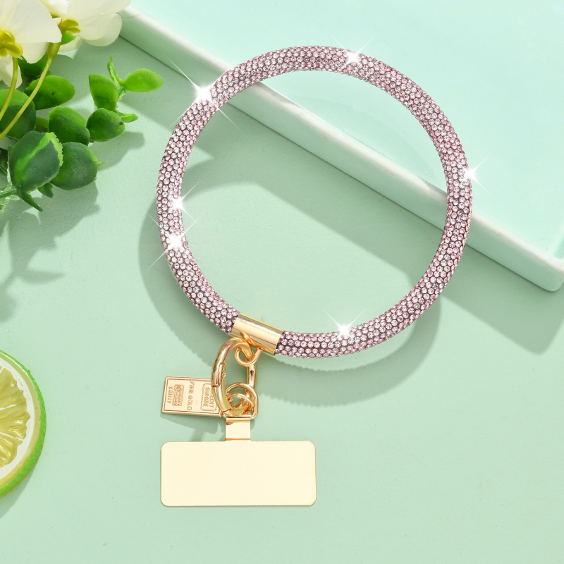 Ланярд за телефон с кристални камъни – ръчна изработка, метална висулка с форма човек, каишка от кристални нишки и метална катарама