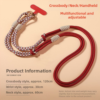 Ланярд за мобилен телефон, отделяем, многофункционален, нейлонова връв с метална катарама, полиестерна лента, анти-изгубване