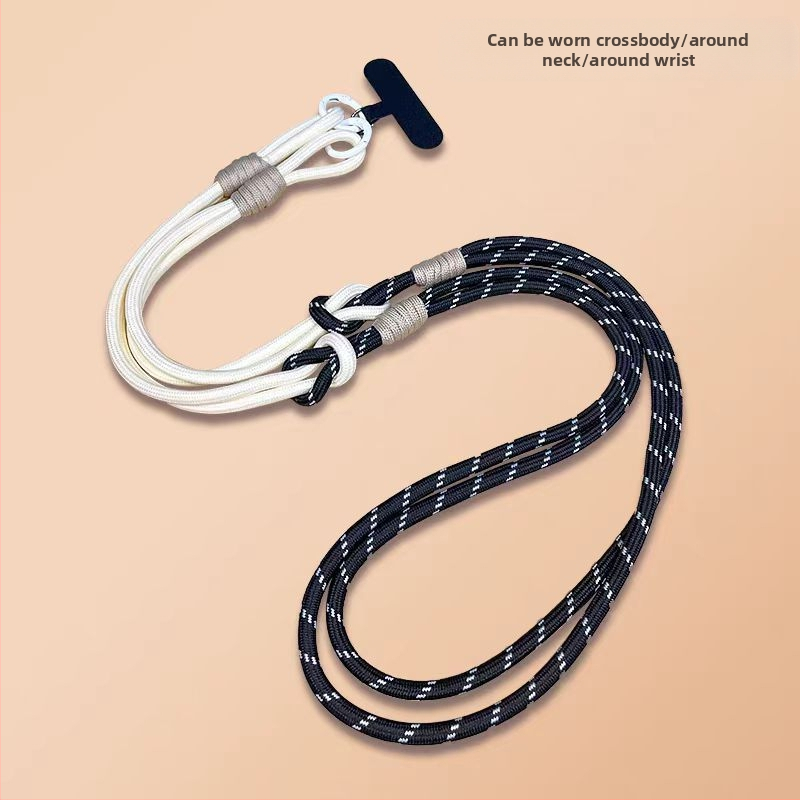 Ланярд за мобилен телефон, отделяем, многофункционален, нейлонова връв с метална катарама, полиестерна лента, анти-изгубване