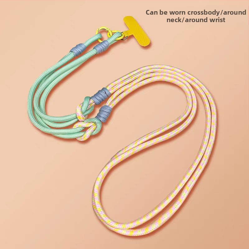 Ланярд за мобилен телефон, отделяем, многофункционален, нейлонова връв с метална катарама, полиестерна лента, анти-изгубване