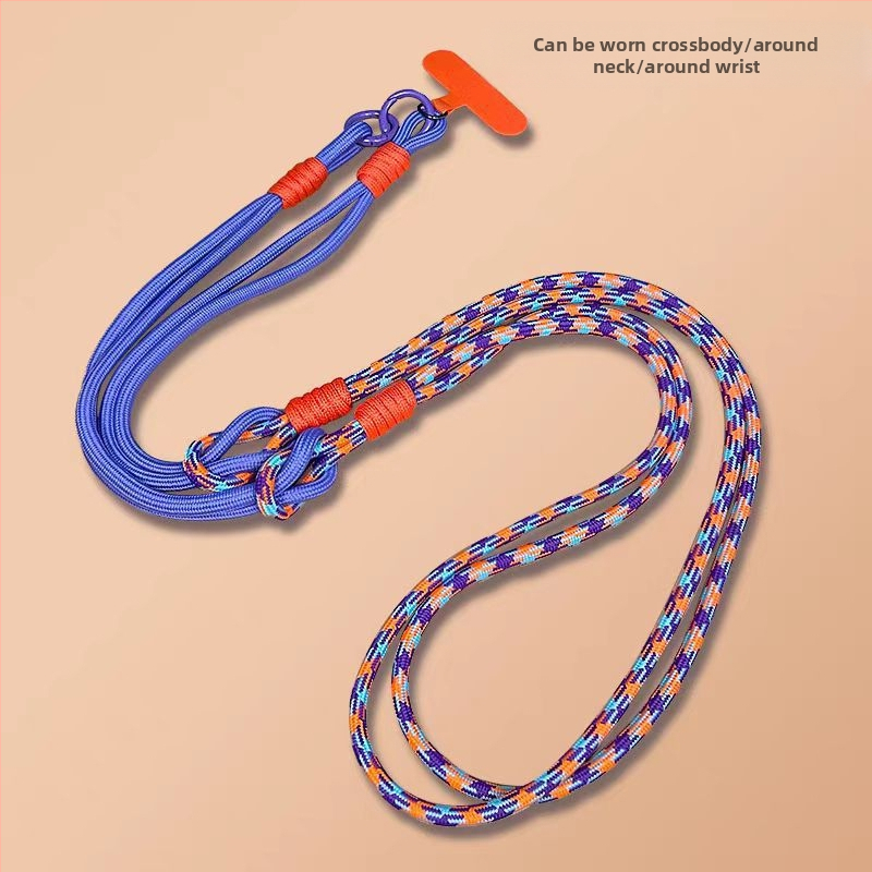 Ланярд за мобилен телефон, отделяем, многофункционален, нейлонова връв с метална катарама, полиестерна лента, анти-изгубване