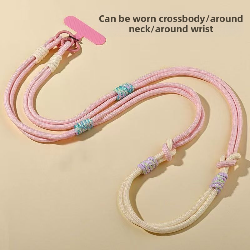 Ланярд за мобилен телефон, отделяем, многофункционален, нейлонова връв с метална катарама, полиестерна лента, анти-изгубване