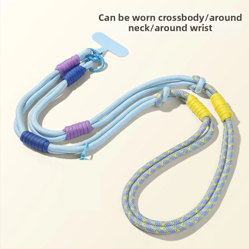 Ланярд за мобилен телефон, отделяем, многофункционален, нейлонова връв с метална катарама, полиестерна лента, анти-изгубване