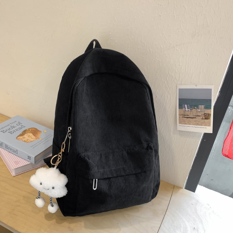 Corduroy školský batoh, objem 20–35 l, pre gymnázium, ľahký na každodenné používanie, s ohnutými ramennými popruhmi