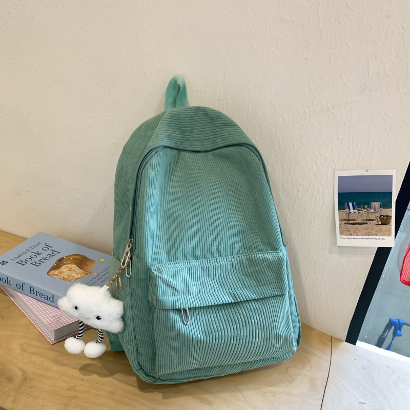 Corduroy školský batoh, objem 20–35 l, pre gymnázium, ľahký na každodenné používanie, s ohnutými ramennými popruhmi