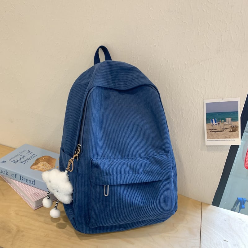 Corduroy školský batoh, objem 20–35 l, pre gymnázium, ľahký na každodenné používanie, s ohnutými ramennými popruhmi