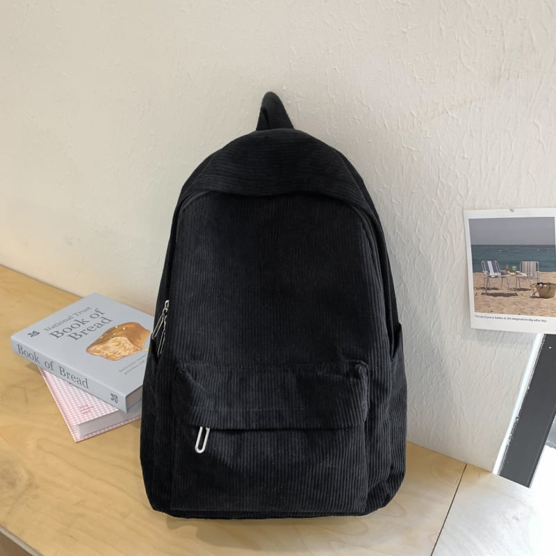 Corduroy školský batoh, objem 20–35 l, pre gymnázium, ľahký na každodenné používanie, s ohnutými ramennými popruhmi