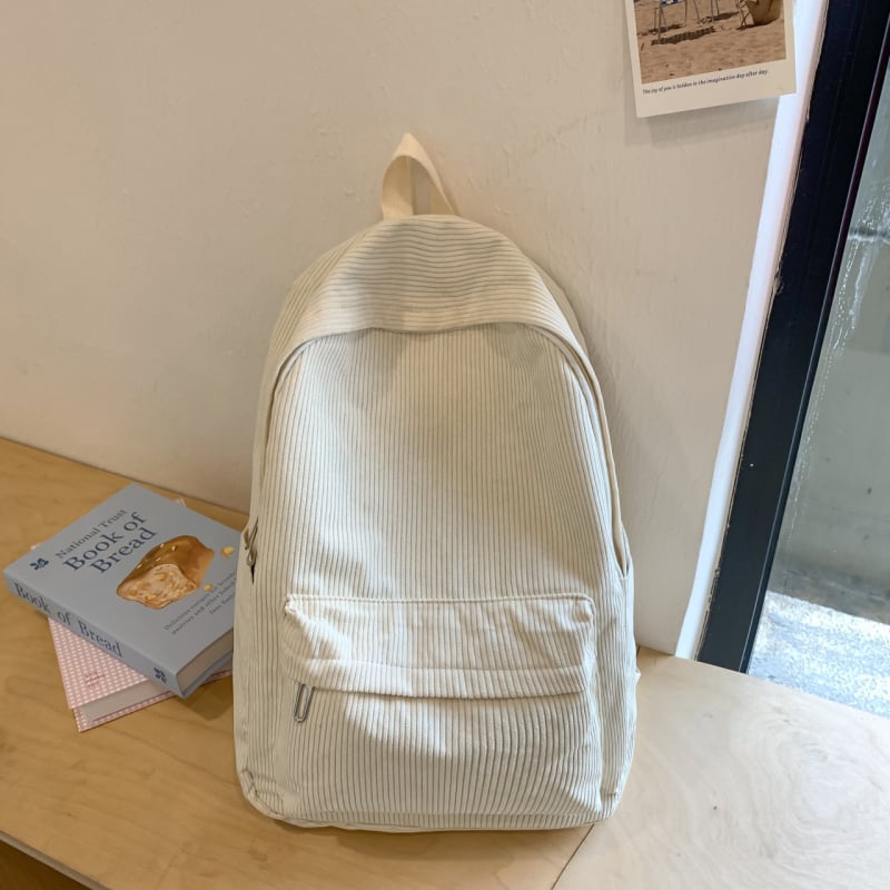 Corduroy školský batoh, objem 20–35 l, pre gymnázium, ľahký na každodenné používanie, s ohnutými ramennými popruhmi