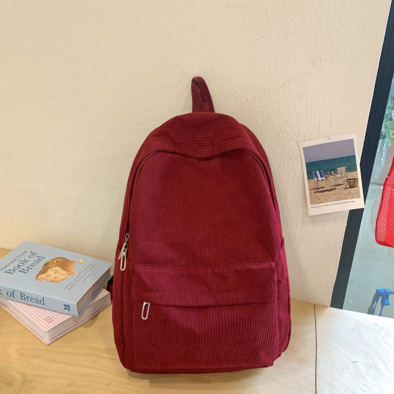 Corduroy školský batoh, objem 20–35 l, pre gymnázium, ľahký na každodenné používanie, s ohnutými ramennými popruhmi
