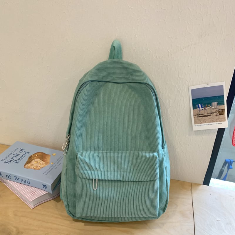 Corduroy školský batoh, objem 20–35 l, pre gymnázium, ľahký na každodenné používanie, s ohnutými ramennými popruhmi