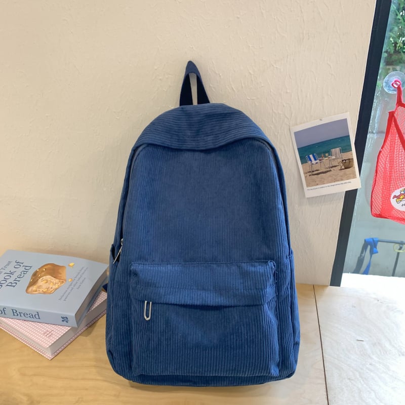Corduroy školský batoh, objem 20–35 l, pre gymnázium, ľahký na každodenné používanie, s ohnutými ramennými popruhmi