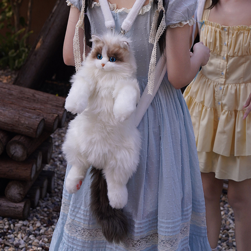 Wc0 Ragdoll katės kuprinė – pūkuotas žaislas-lėlė mergaitei