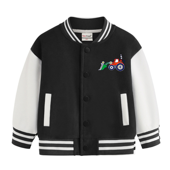 Dječja jesenska jakna s stojećim ovratnikom, dugi rukavi, kratka duljina, 100% pamuk, crtani uzorak, jednostruko zatvaranje