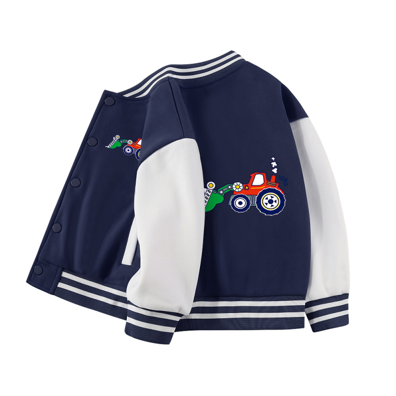 Dječja jesenska jakna s stojećim ovratnikom, dugi rukavi, kratka duljina, 100% pamuk, crtani uzorak, jednostruko zatvaranje