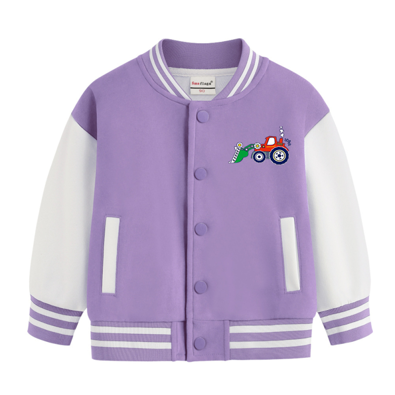 Dječja jesenska jakna s stojećim ovratnikom, dugi rukavi, kratka duljina, 100% pamuk, crtani uzorak, jednostruko zatvaranje