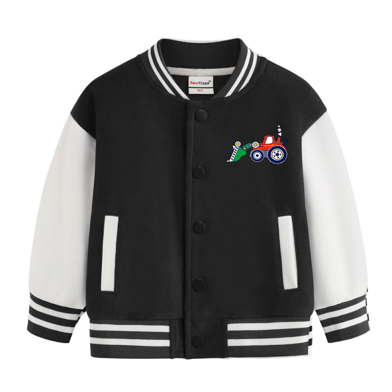 Dječja jesenska jakna s stojećim ovratnikom, dugi rukavi, kratka duljina, 100% pamuk, crtani uzorak, jednostruko zatvaranje