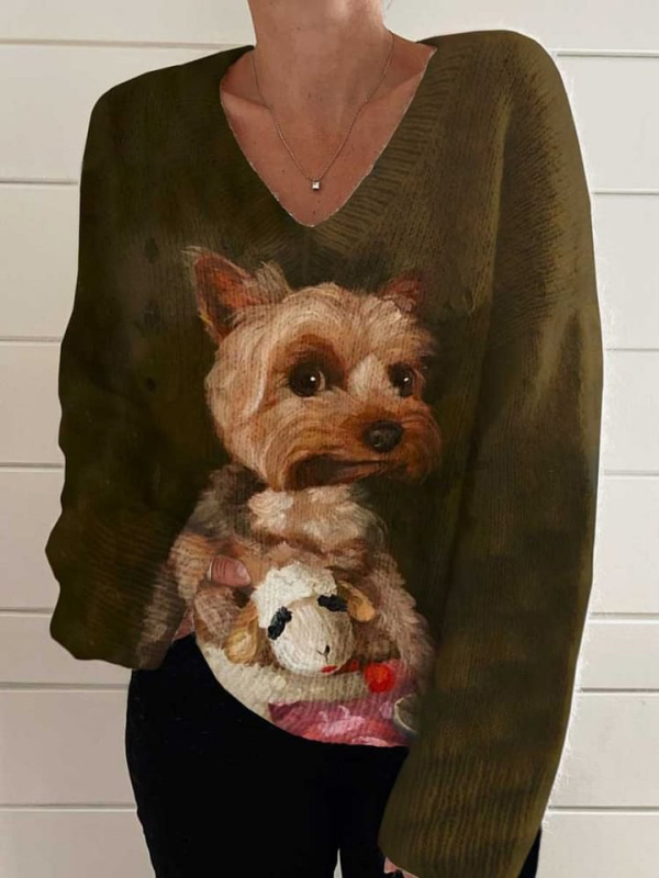 Sveter, voľný strih, V výstrih, 95% polyester, 285g hrubá priadza, 3D vzor