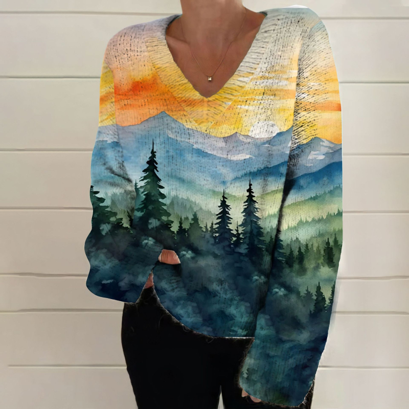 Sveter, voľný strih, V výstrih, 95% polyester, 285g hrubá priadza, 3D vzor