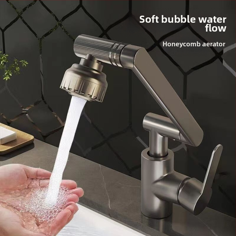 Lucky Cat Универсален кран за мивка – керамичен дисков клапан, пластмасово тяло, горещо/студено, въртящ се на 360°