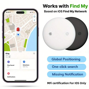 Ανιχνευτής Bluetooth για iOS με IPX6 ανθεκτικότητα στο νερό, κυκλικός σχεδιασμός, μπαταρία 210mAh, εμβέλεια 10–50m (εσωτερικό 10–20m, εξωτερικό 20–50m), βάρος 6,6g