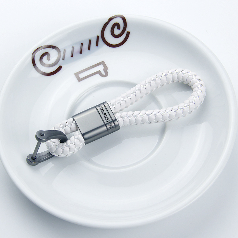 Autókulcstartó fonott zsinórral és pisztoly motívummal, fémből, kompatibilis Mercedes-Benz, BMW, Audi, Volkswagen