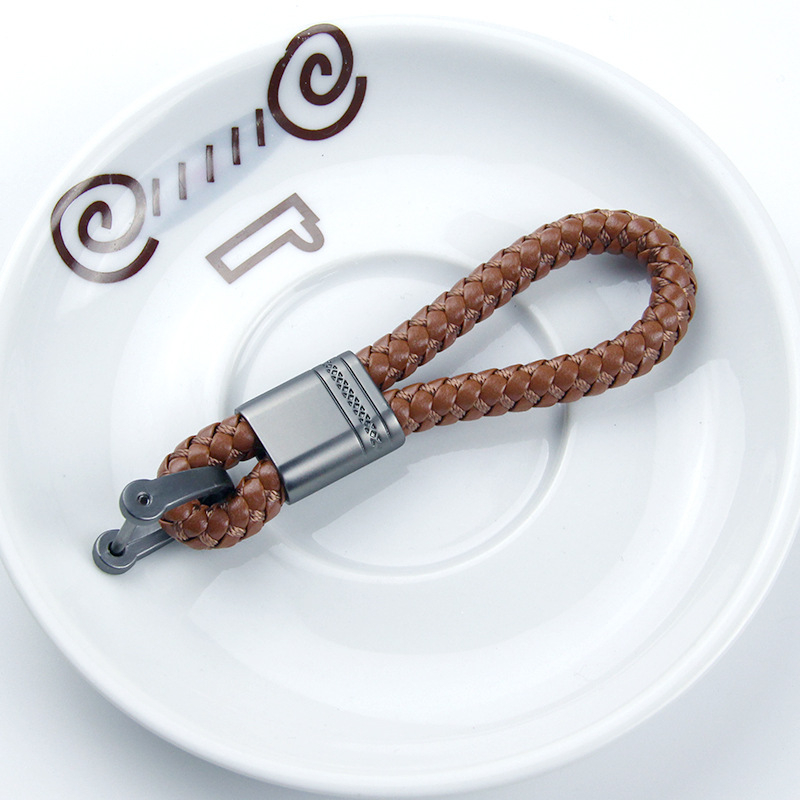 Autókulcstartó fonott zsinórral és pisztoly motívummal, fémből, kompatibilis Mercedes-Benz, BMW, Audi, Volkswagen