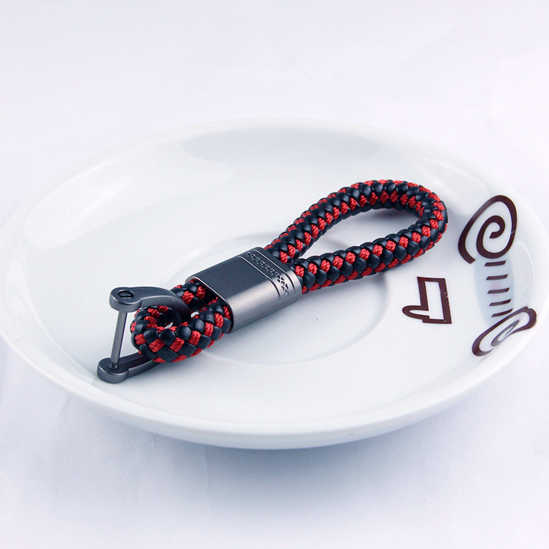 Autókulcstartó fonott zsinórral és pisztoly motívummal, fémből, kompatibilis Mercedes-Benz, BMW, Audi, Volkswagen