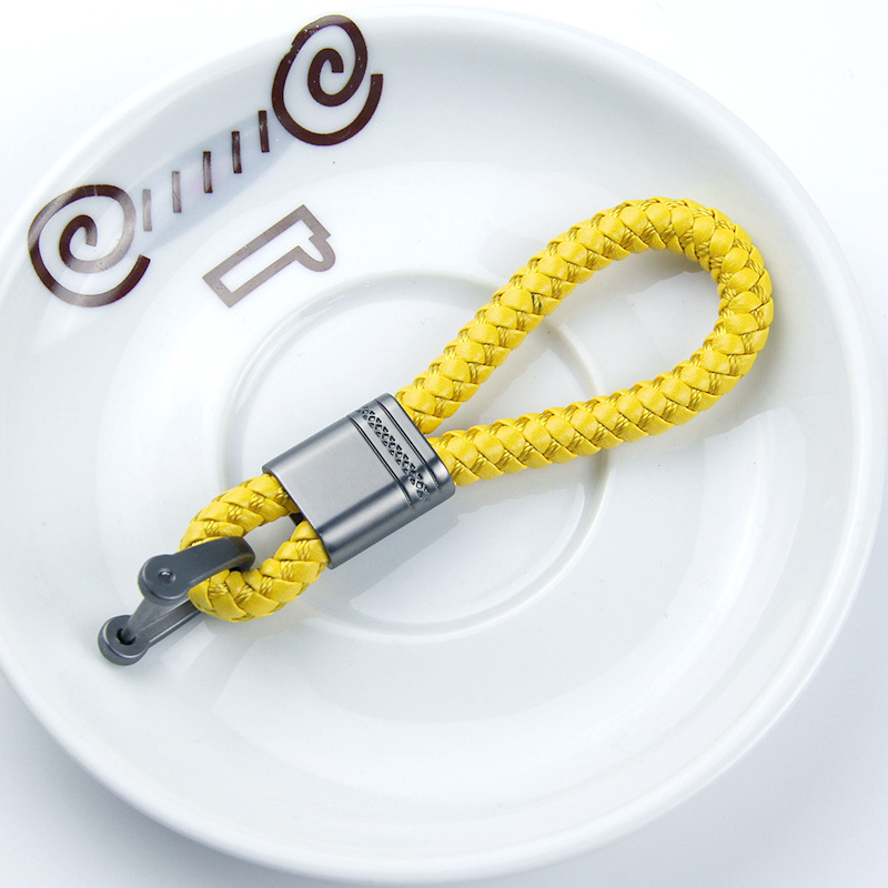 Autókulcstartó fonott zsinórral és pisztoly motívummal, fémből, kompatibilis Mercedes-Benz, BMW, Audi, Volkswagen