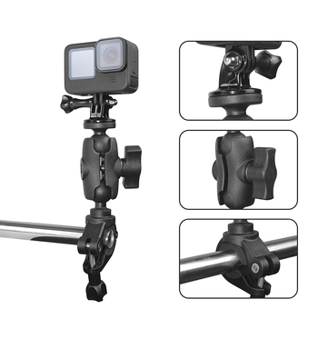 Μοντάρισμα μοτοσικλέτας με βεντούζα και 25 mm σφαίρα κεφαλής για κινητό και κάμερα, κατασκευή από νάιλον+ίνες, στήριξη τιμονιού, πολύλειτουργικός κοντάρι κάμερας